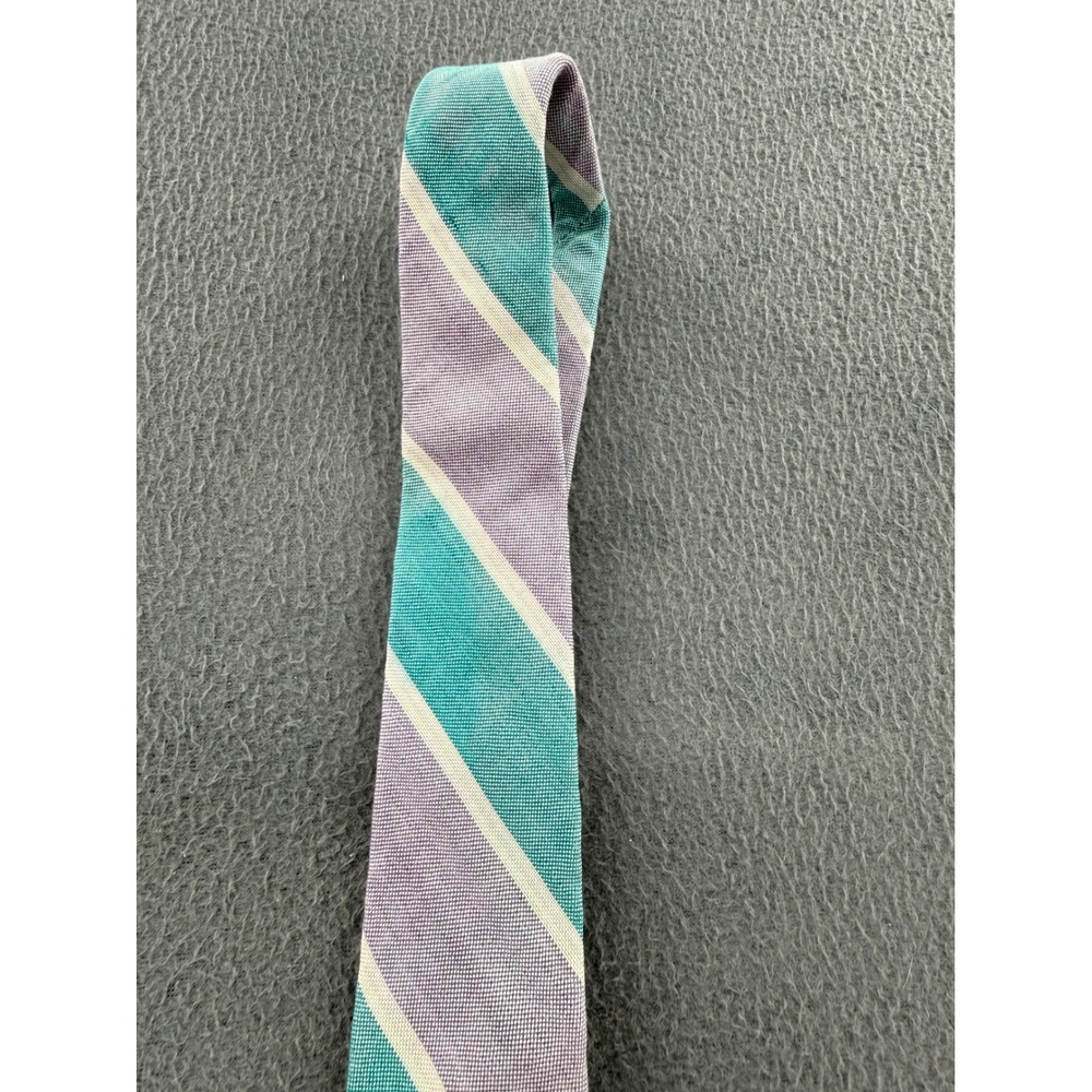 Chaps Ralph Lauren VTG Necktie OS Teal Striped Silk Classic Retro Office